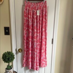 Simply Southern Pink Floral Wide Leg Palazo Pants